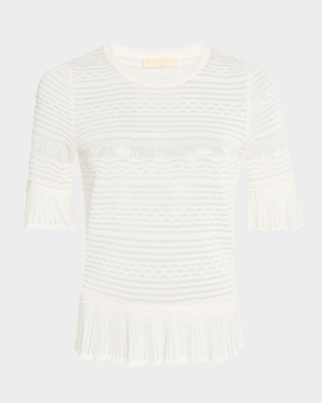Flora Semi-Sheer Textural Knit Top